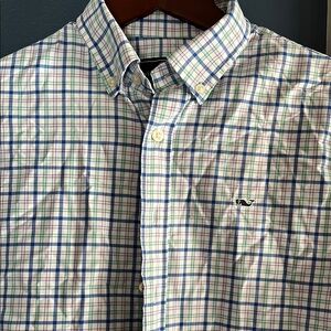 Vineyard Vines Boys Blue Plaid Shirt- performance